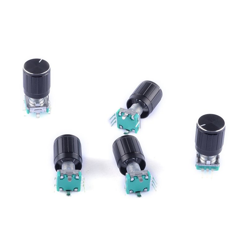 Cylewet 5Pcs 360 Degree Rotary Encoder Code Switch Digital Potentiometer with Push Button 5 Pins and Knob Cap for Arduino (Pack of 5) CYT1100 - Image 3